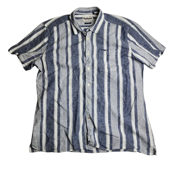 Barbour Stonebay Regular Short Sleeved Striped Shirt Cotton Men's Size Small - Picture 1 of 8